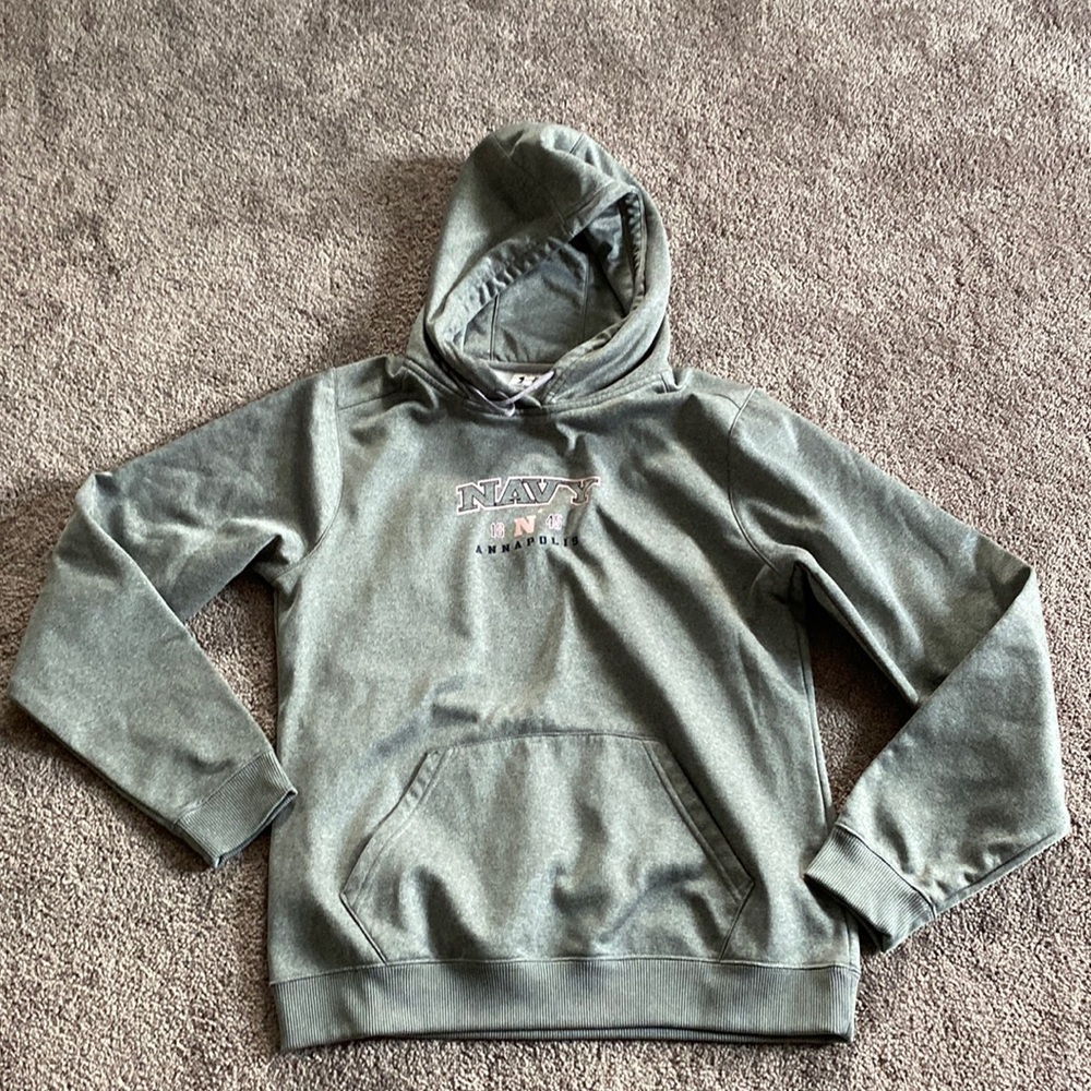Under Armour Navy Annapolis Hoodie Graphic Pullover SIZE M Gray Pink